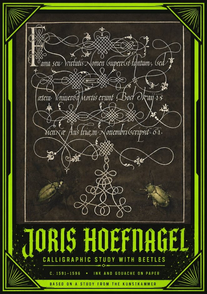 Joris Hoefnagel Calligraphic Study with Beetles No4 - Juliste