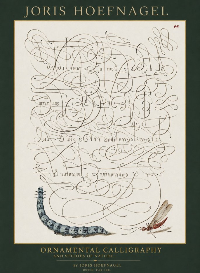 Joris Hoefnagel Ornamental Calligraphy and Studies of Nature No1 - Juliste
