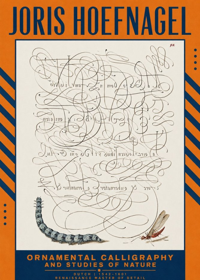 Joris Hoefnagel Ornamental Calligraphy and Studies of Nature No2 - Juliste