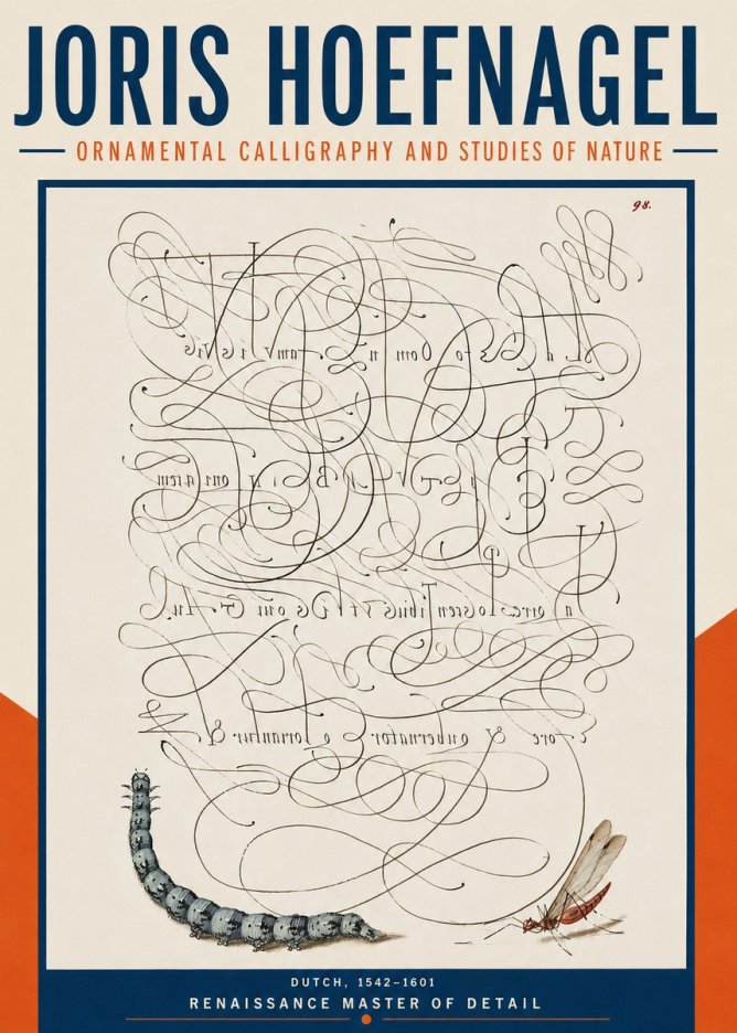 Joris Hoefnagel Ornamental Calligraphy and Studies of Nature No4 - Juliste