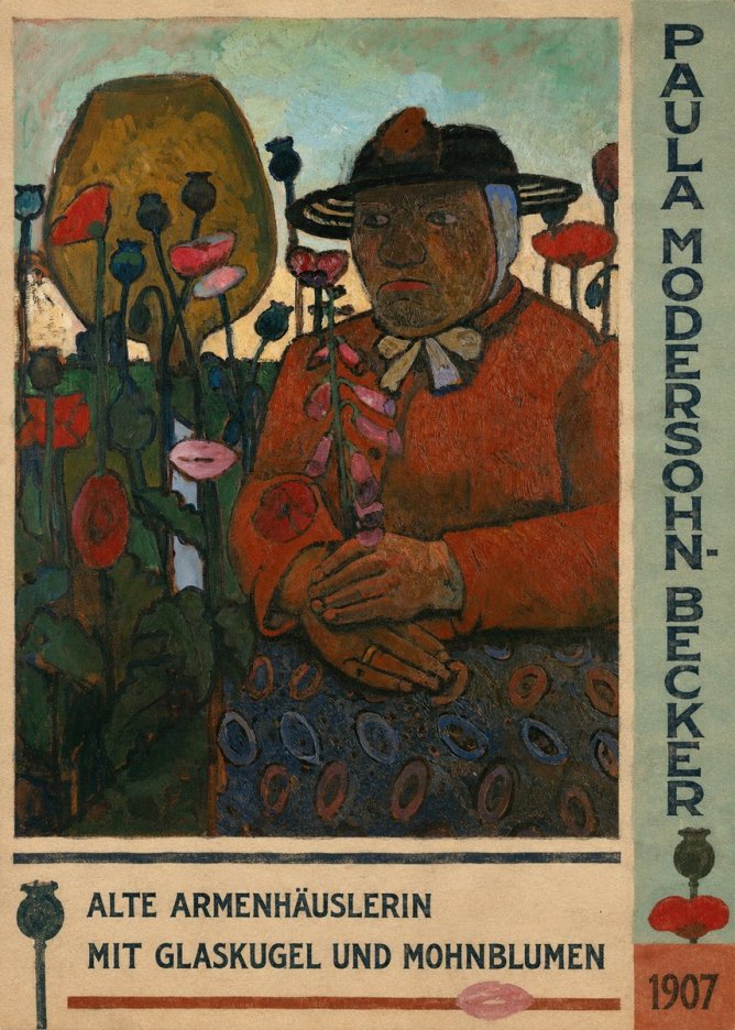 Paula Modersohn-Becker Alte Armenhäuslerin Mit Glaskugel Und Mohnblumen No2 - Juliste