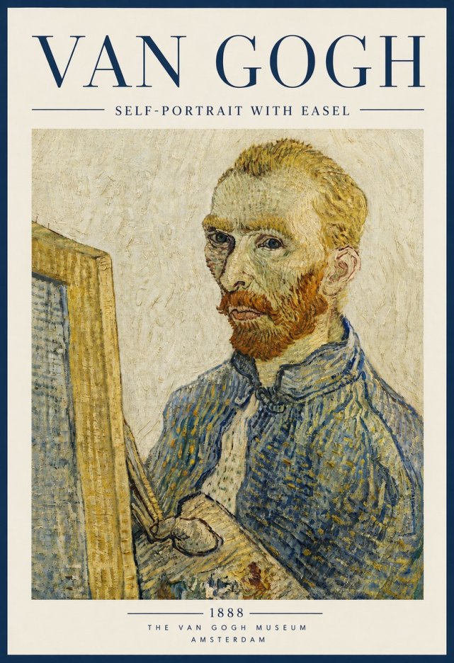Van Gogh Self-portrait with Easel I No5 - Juliste