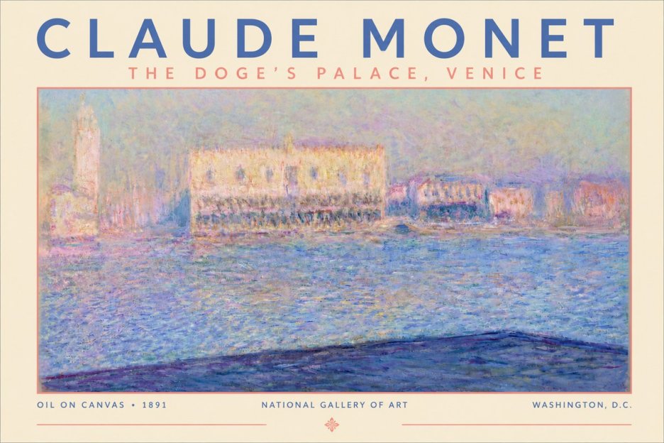 Monet The Doge's Palace, Venice No4 - Juliste