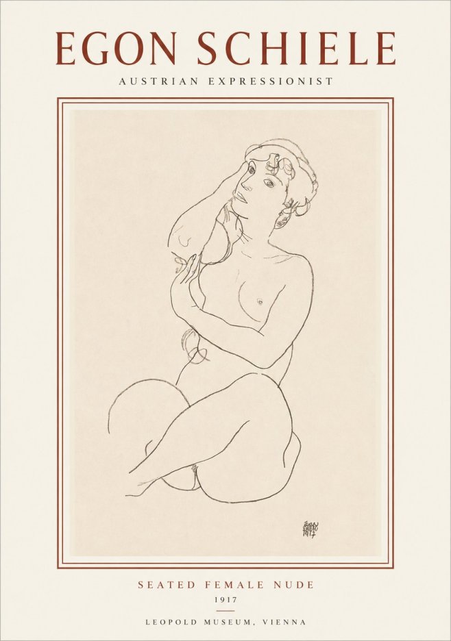 Schiele Seated Female Nude No1 - Juliste