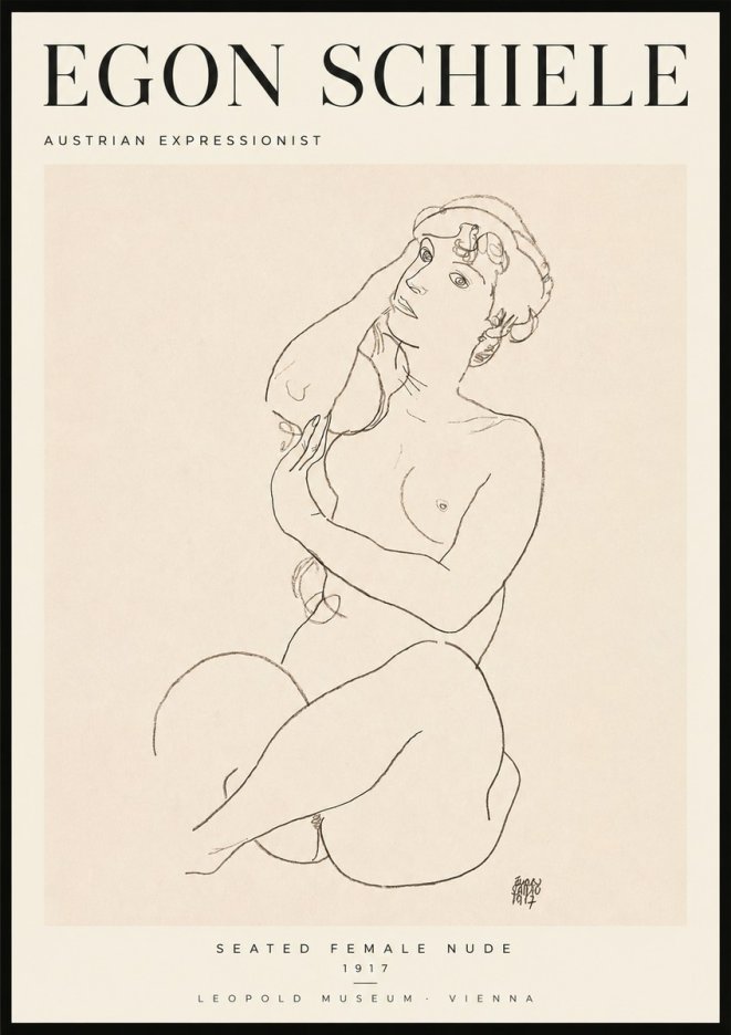 Schiele Seated Female Nude No2 - Juliste
