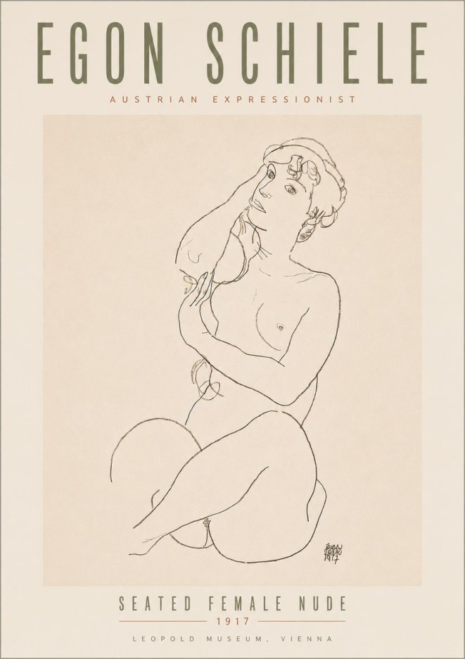 Schiele Seated Female Nude No5 - Juliste
