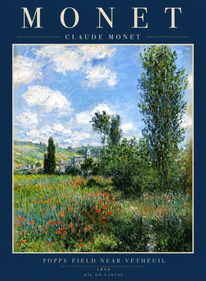 Monet Poppy Field Near Vétheuil No2 - Juliste
