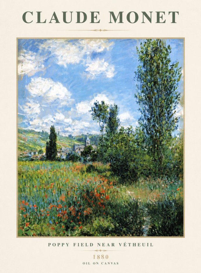 Monet Poppy Field Near Vétheuil No3 - Juliste