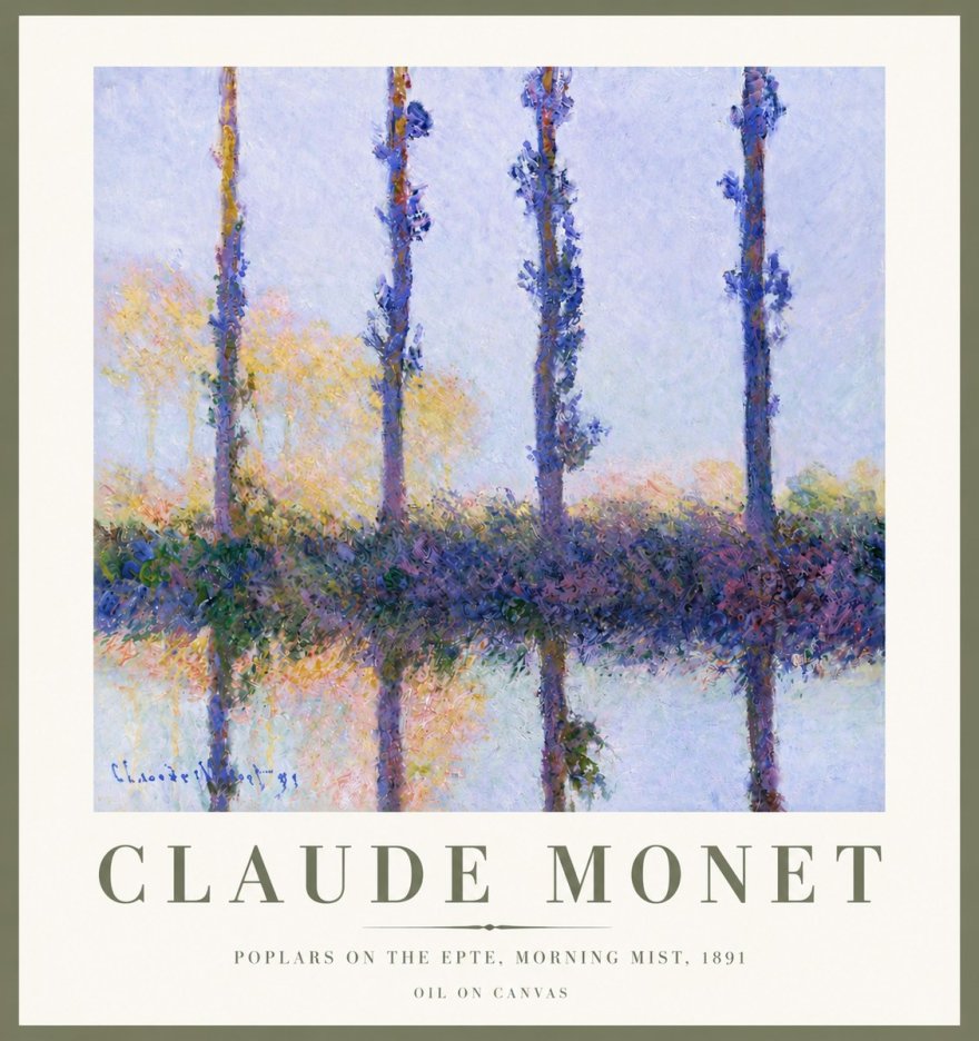 Monet Poplars on the Epte, Morning Mist, 1891 No4 - Juliste