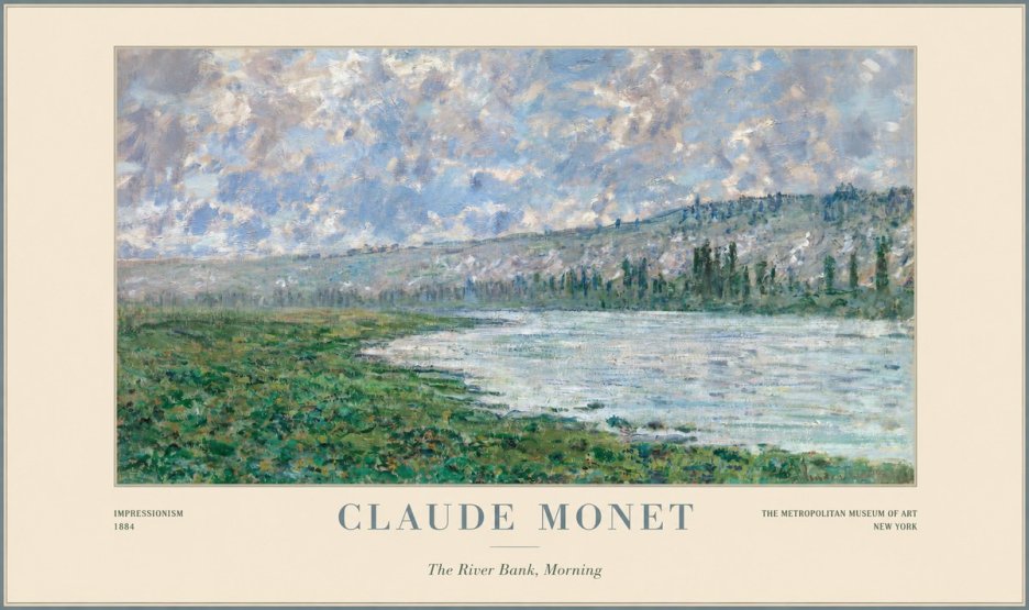 Monet The River Bank, Morning No1 - Juliste