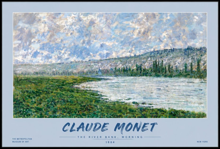 Monet The River Bank, Morning No5 - Juliste