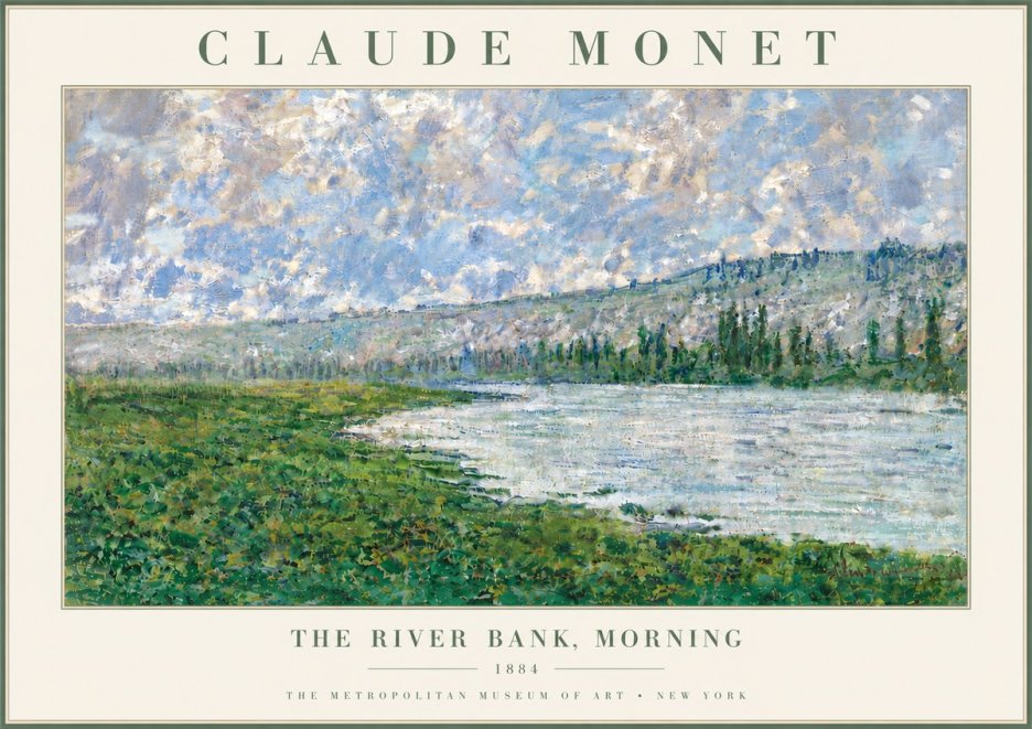 Monet The River Bank, Morning No6 - Juliste