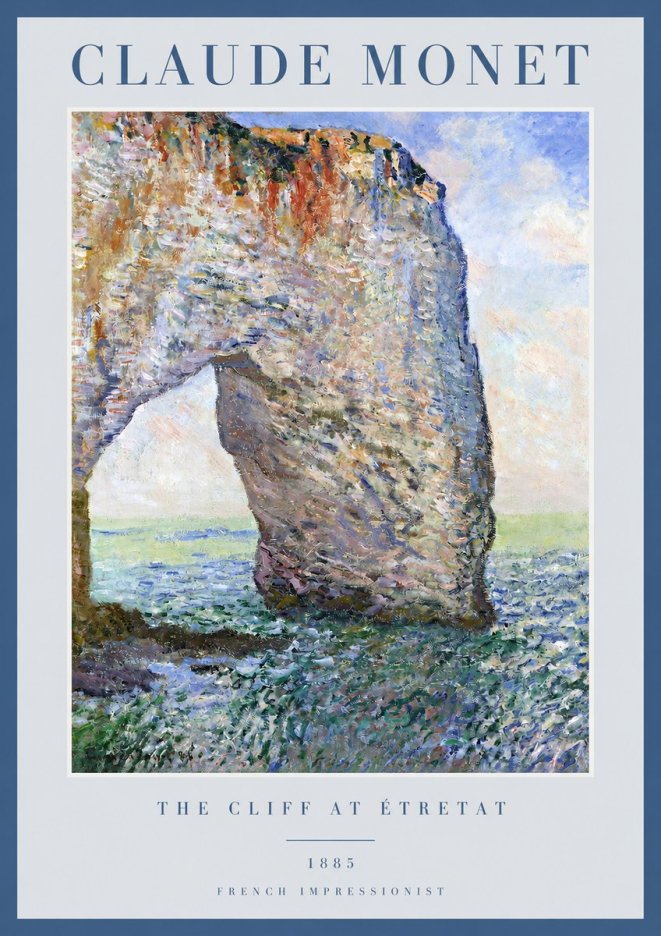 Monet The Cliff at Étretat No2 - Juliste