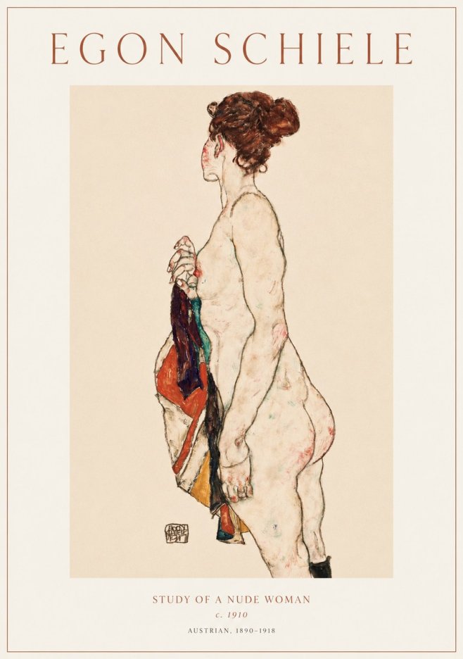 Schiele Study of a Nude Woman No1 - Juliste