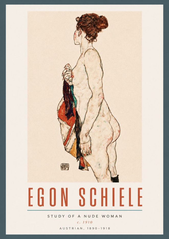 Schiele Study of a Nude Woman No2 - Juliste