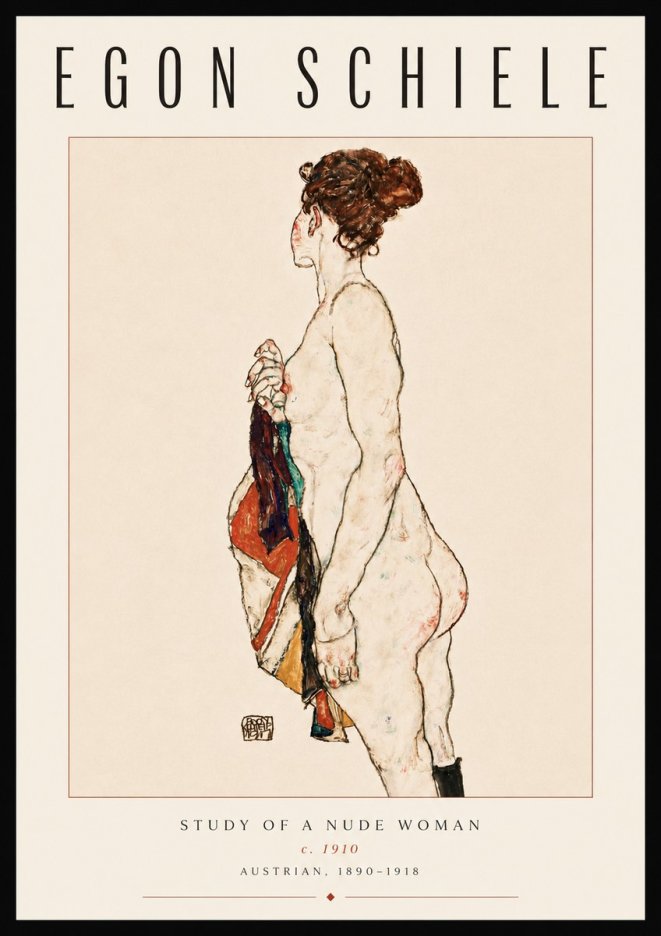 Schiele Study of a Nude Woman No6 - Juliste