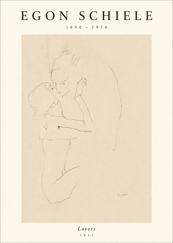 Schiele Lovers No1 - Juliste
