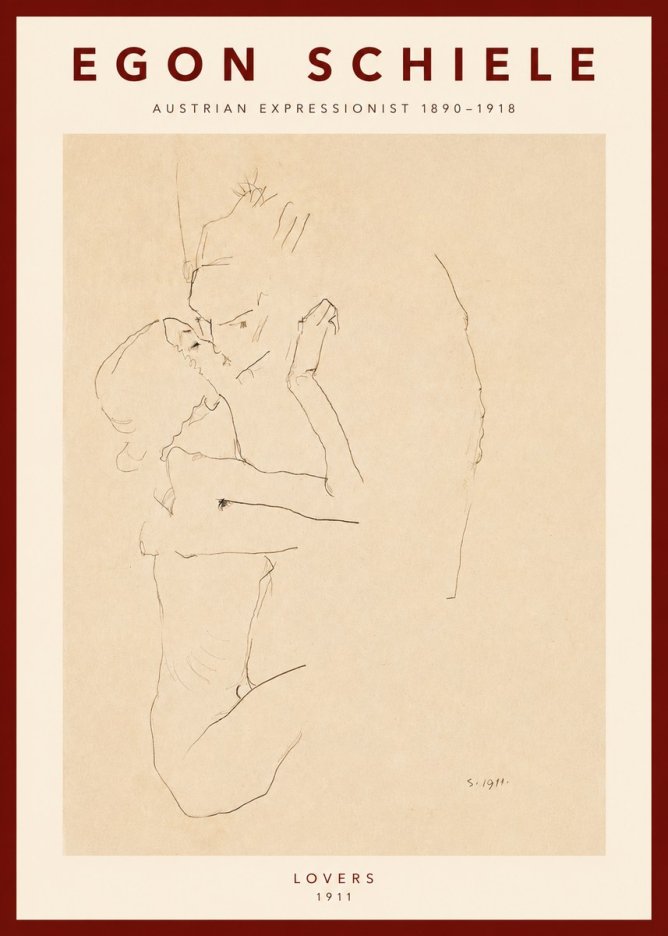 Schiele Lovers No2 - Juliste