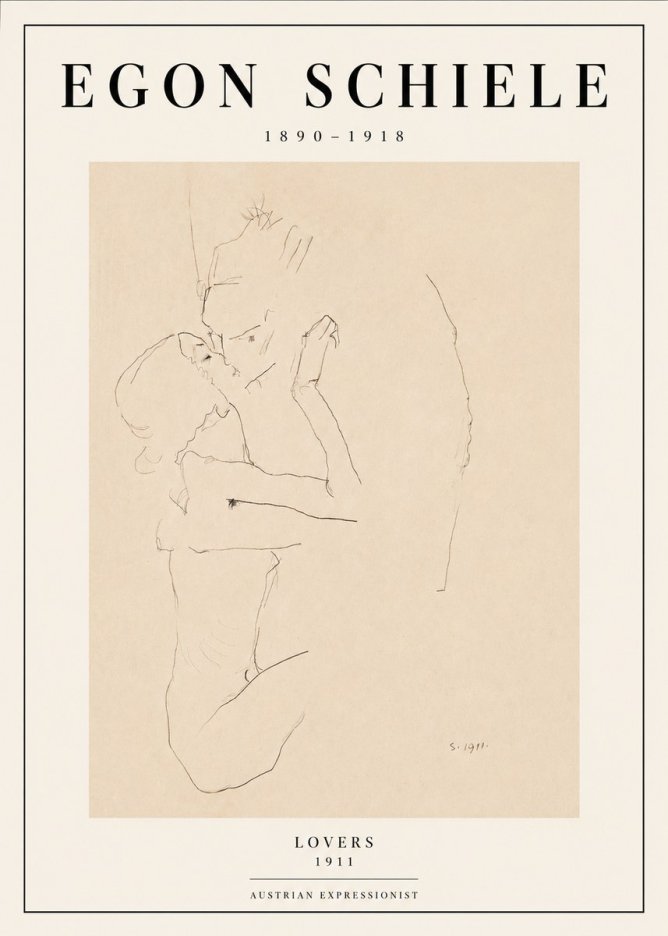 Schiele Lovers No3 - Juliste