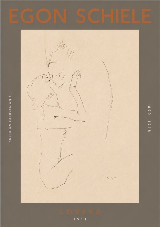 Schiele Lovers No4 - Juliste