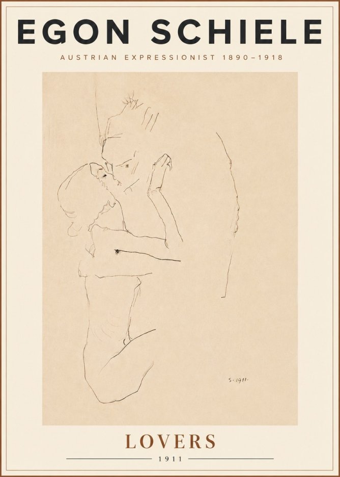 Schiele Lovers No5 - Juliste