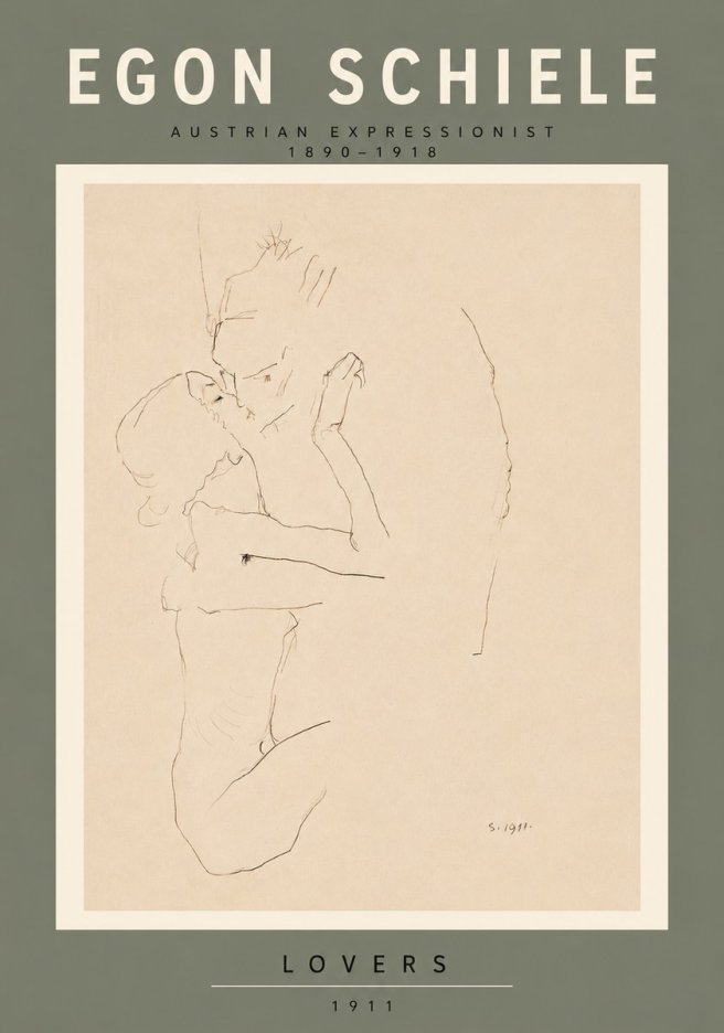 Schiele Lovers No6 - Juliste