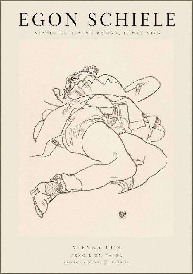 Schiele Seated Reclining Woman, Lower View No1 - Juliste