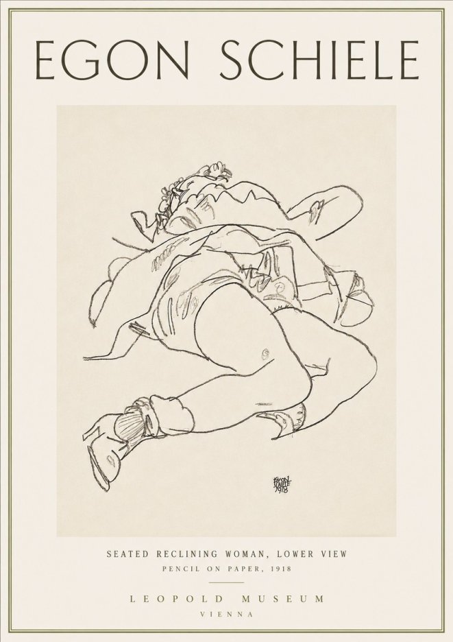 Schiele Seated Reclining Woman, Lower View No4 - Juliste