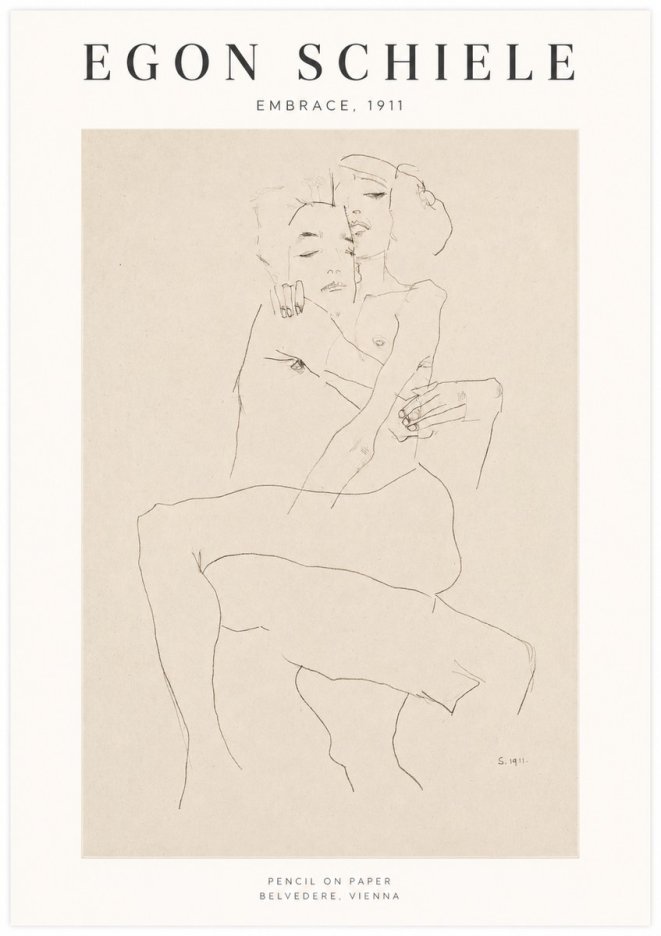 Schiele Embrace, 1911 No1 - Juliste