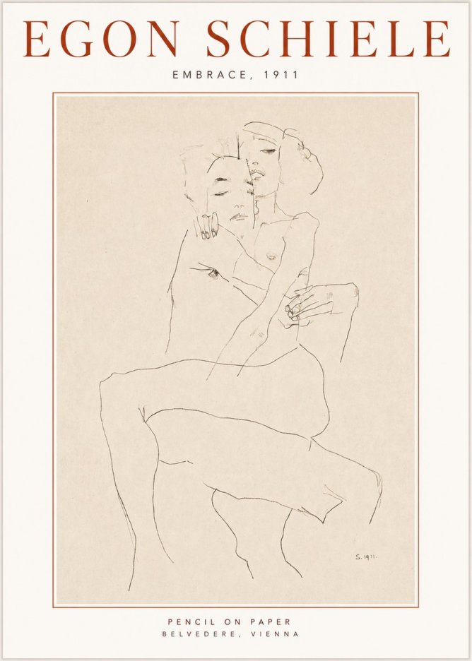 Schiele Embrace, 1911 No3 - Juliste