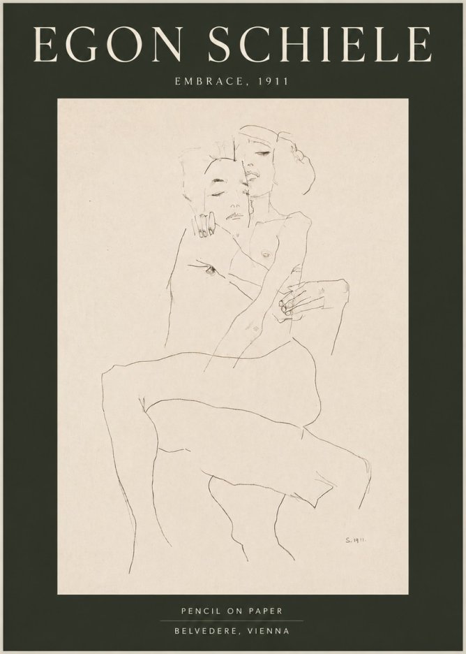 Schiele Embrace, 1911 No4 - Juliste