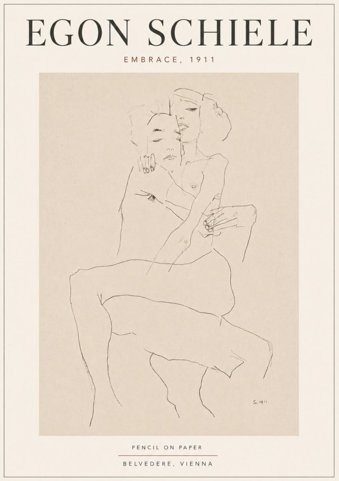 Schiele Embrace, 1911 No5 - Juliste