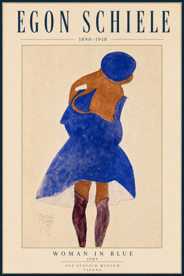 Schiele Blue Dress (Girl in Blue) No4 - Juliste
