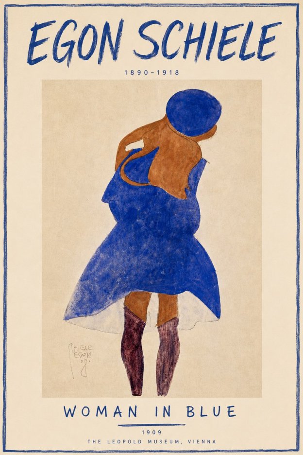 Schiele Blue Dress (Girl in Blue) No6 - Juliste