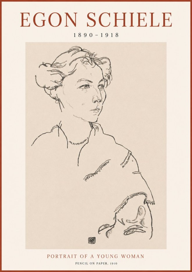 Schiele Portrait of a Young Woman No1 - Juliste