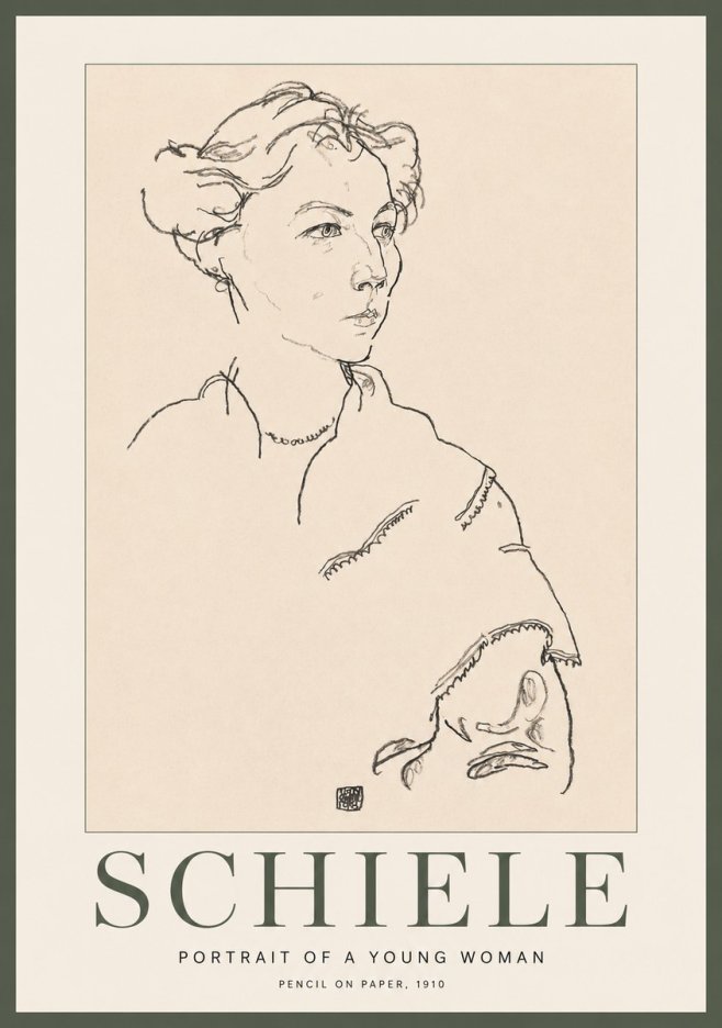 Schiele Portrait of a Young Woman No2 - Juliste