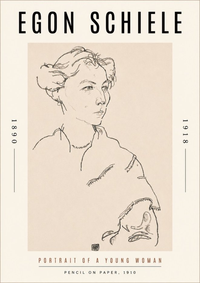 Schiele Portrait of a Young Woman No3 - Juliste