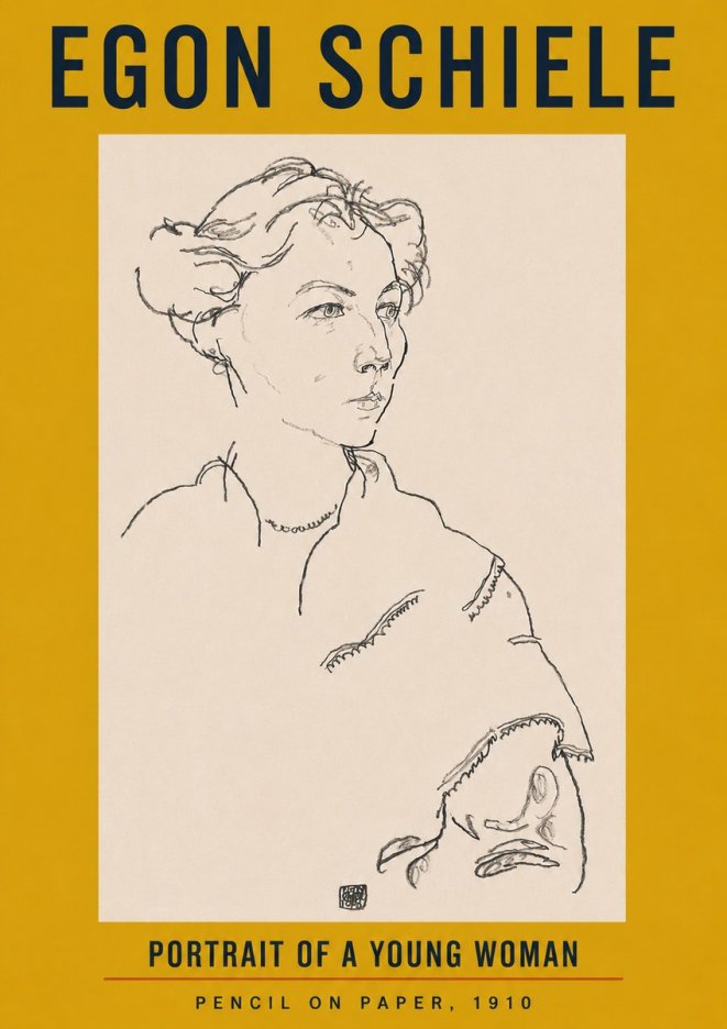 Schiele Portrait of a Young Woman No4 - Juliste