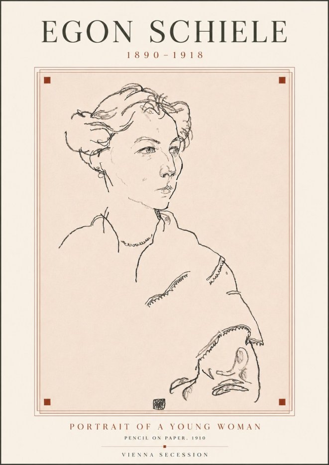 Schiele Portrait of a Young Woman No5 - Juliste