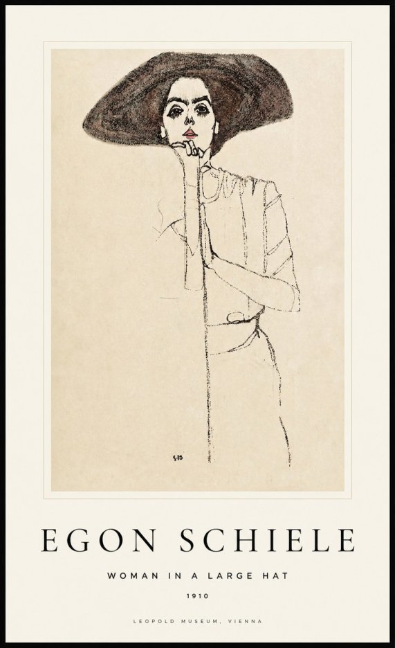 Schiele Woman in a Large Hat No1 - Juliste