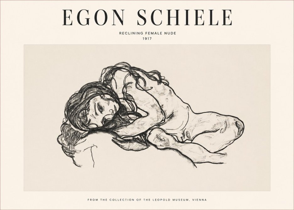 Schiele Reclining Female Nude No1 - Juliste
