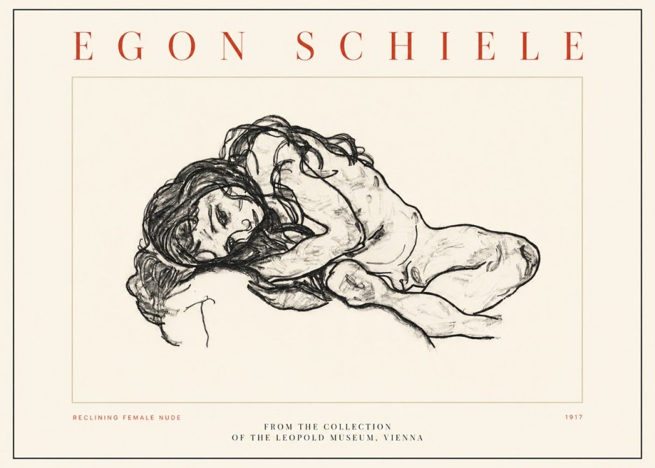 Schiele Reclining Female Nude No2 - Juliste
