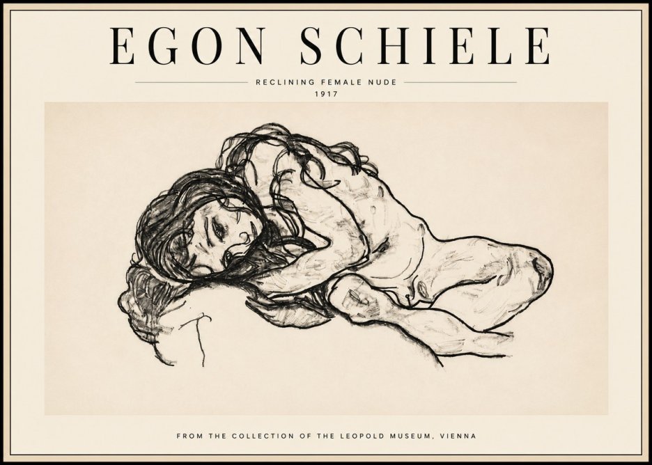 Schiele Reclining Female Nude No3 - Juliste