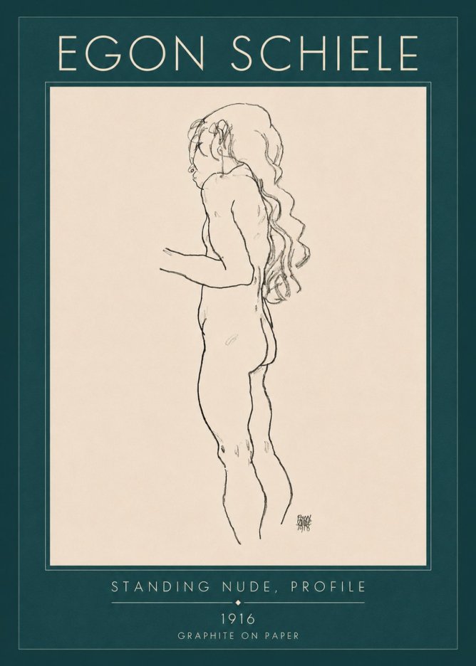 Schiele Standing Nude, Profile No4 - Juliste