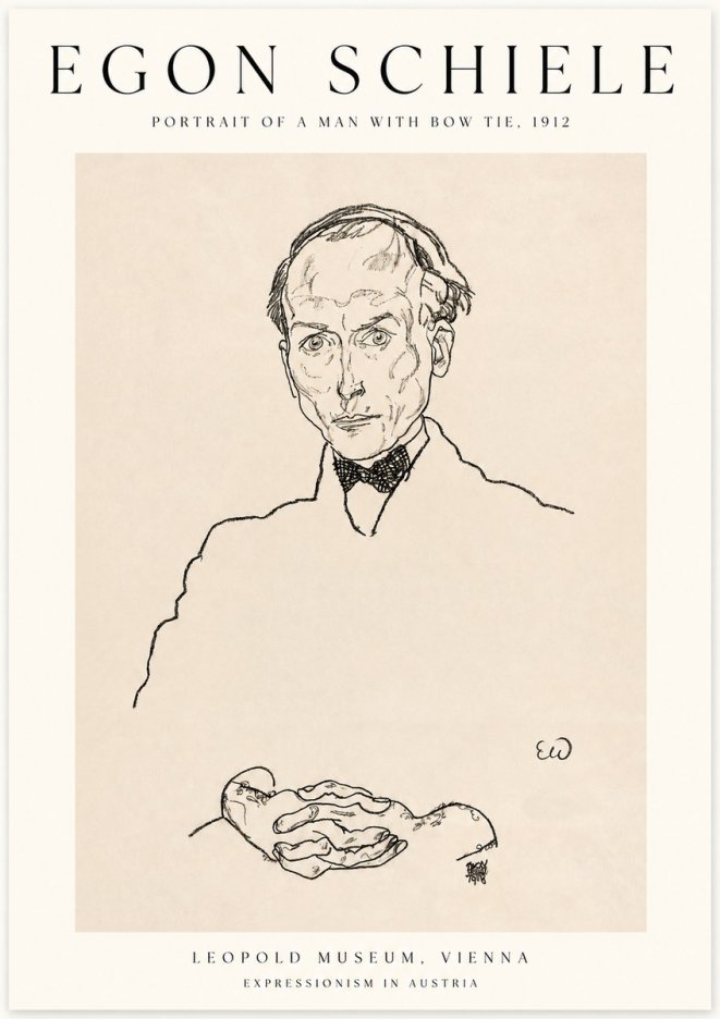 Schiele Portrait of a Man with Bow Tie, 1912 No1 - Juliste