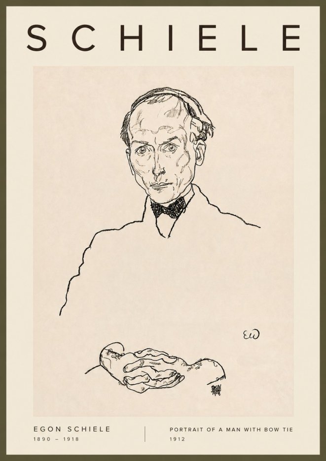 Schiele Portrait of a Man with Bow Tie, 1912 No2 - Juliste