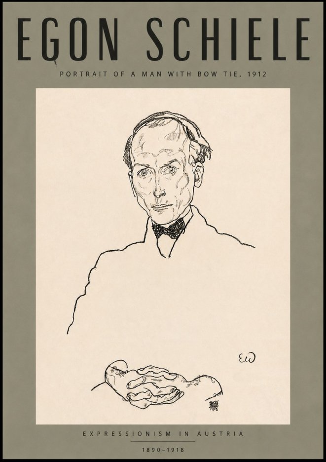 Schiele Portrait of a Man with Bow Tie, 1912 No4 - Juliste