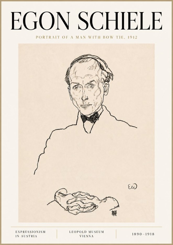 Schiele Portrait of a Man with Bow Tie, 1912 No6 - Juliste