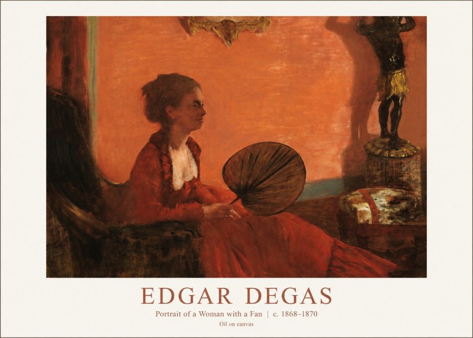 Edgar Degas Portrait of a Woman with a Fan No1 - Juliste