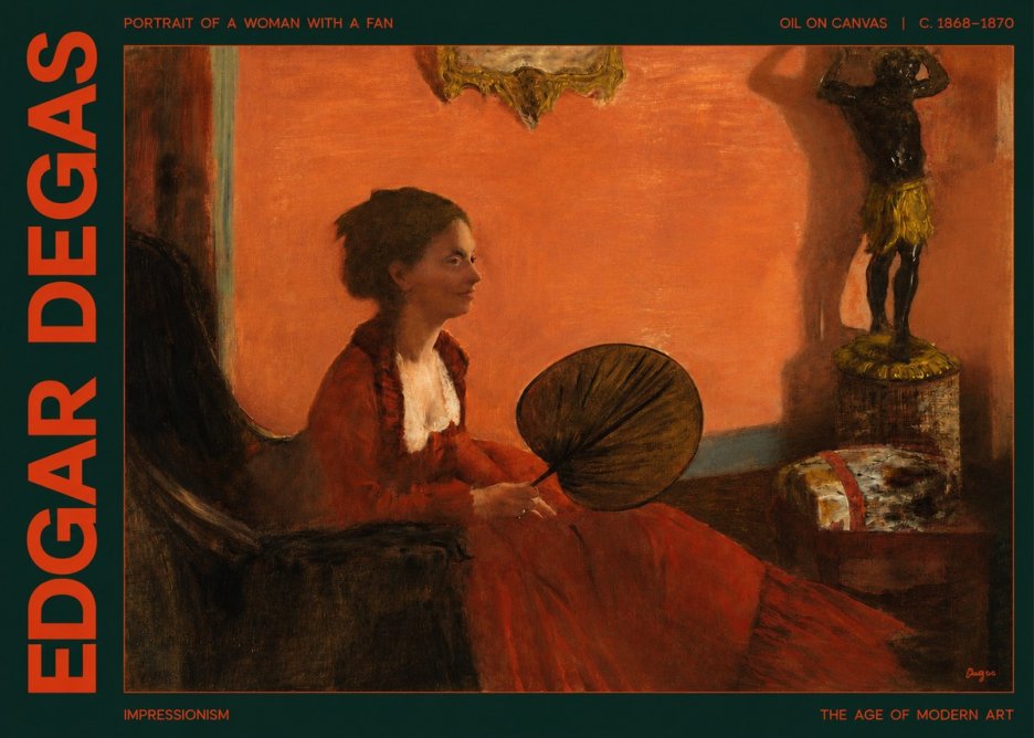 Edgar Degas Portrait of a Woman with a Fan No2 - Juliste